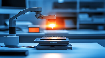 Advanced Microscope Illuminating a Sample in a Laboratory Setting