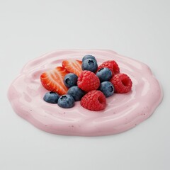 Pink Yogurt with Fresh Berries
