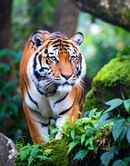 Obraz premium Tiger in lush jungle