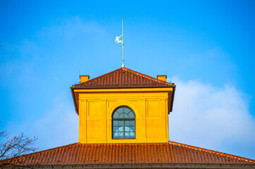 Morning walk on cozy residential areas of the city in Munich, German