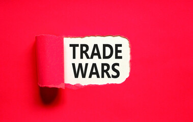 Trade wars symbol. Concept word Trade wars on beautiful white paper. Beautiful red paper background. Business trade wars concept. Copy space.