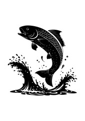 Silhouette of a Fish Jumping Out of Water with Splash
