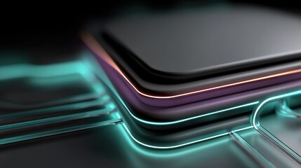 Abstract tech dashboard with soft neon lights background