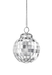 Christmas decoration in the shape of a disco ball isolated on a white background