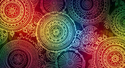 Vibrant Rainbow Mandala Pattern With