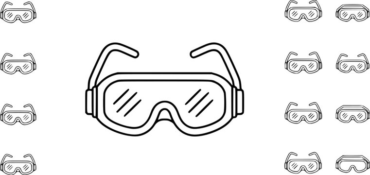 set of maker space safety goggles outline icon vector
