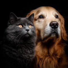 Cat and dog lying together indoors
