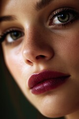 Fototapeta premium Female face with red lipstick