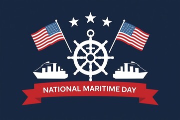 Celebrating national maritime day with american flags and ships