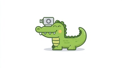 Fototapeta premium Cartoon crocodile with camera