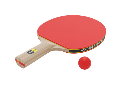 Isolated Table Tennis Set Red Paddle and Ball Close Up View for Indoor Sport Activity
