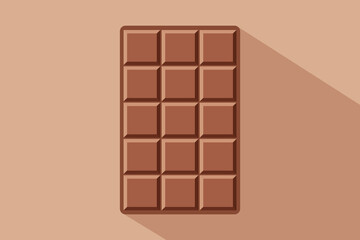 Flat Design Chocolate Bar with Long Shadow on a Beige Background