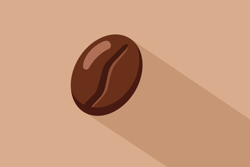 Flat Design Illustration of a Coffee Bean with a Long Shadow