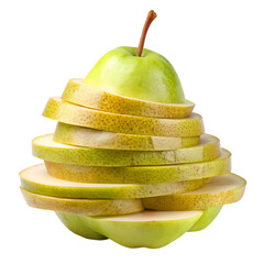 Stack of Pear Fruit Slices &ndash; Isolated on Transparent Background &ndash; PNG &ndash; GENERATIVE AI