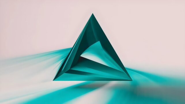 Photograph of rotating turquoise triangle optical illusion – Perfect for minimal design, modern posters, or abstract backgrounds