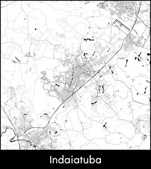 Indaiatuba city map, Brazil - Topographic vector map poster