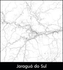 Jaragua do Sul city map, Brazil - Topographic vector map poster