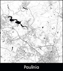 Paulinia city map, Brazil - Topographic vector map poster