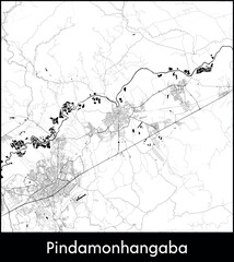 Pindamonhangaba city map, Brazil - Topographic vector map poster