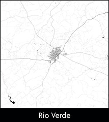 Rio Verde city map, Brazil - Topographic vector map poster