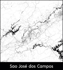 Naklejka premium Sao Jose dos Campos city map, Brazil - Topographic vector map poster