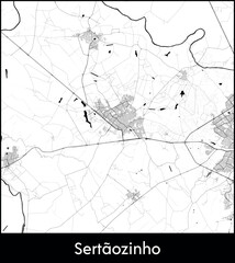 Sertaozinho city map, Brazil - Topographic vector map poster