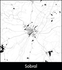 Obraz premium Sobral city map, Brazil - Topographic vector map poster