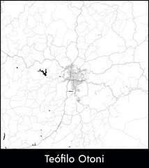 Obraz premium Teofilo Otoni city map, Brazil - Topographic vector map poster