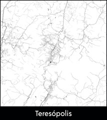Fototapeta premium Teresopolis city map, Brazil - Topographic vector map poster