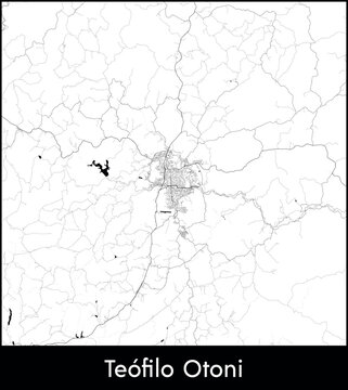 Teofilo Otoni city map, Brazil - Topographic vector map poster