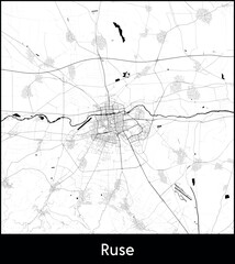 Ruse city map, Bulgaria - Topographic vector map poster