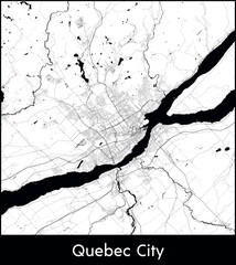 Quebec City city map, Canada - Topographic vector map poster