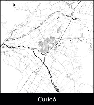 Curico city map, Chile - Topographic vector map poster