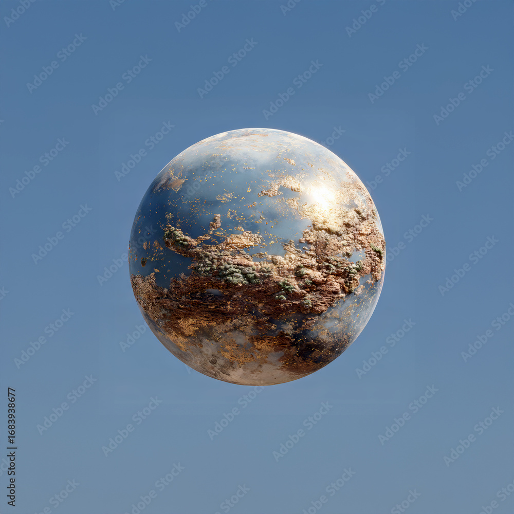 Poster exploring vivid sci-fi planets with unique textures and colors in a serene cosmic landscape