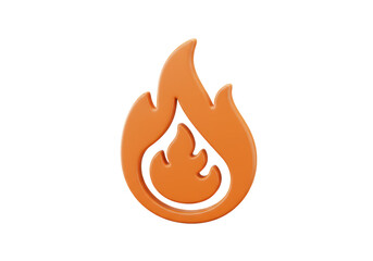 Isolated orange fire icon logo, stylized flame emblem with glow, warmth and burn design