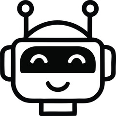 Stylized robot head illustration isolated on white background