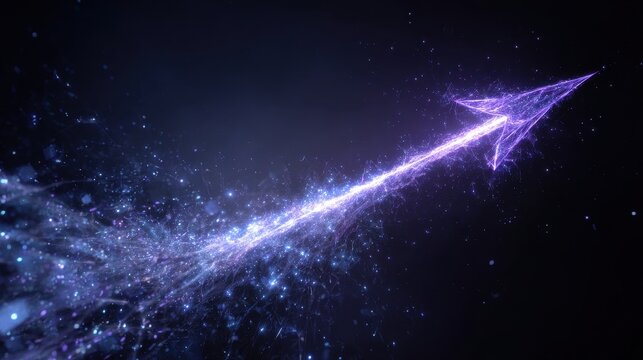 Forward Momentum: A luminous purple arrow streaks across a dark, starry background, symbolizing progress and direction.
