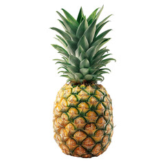 Fototapeta premium Pineapple with spiky green crown and golden skin, fresh tropical fruit with textured surface, vibrant and healthy appearance, isolated on transparency background