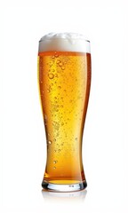 Refreshing glass of golden beer isolated on white, perfect for advertising or editorial use, alcohol, brewery, bar