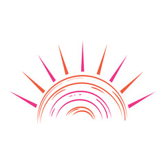 Sunrise with rays in orange and pink tones Vector