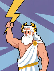 Zeus Holding the Lightning Bolt A Stunning Illustration of a Mythical Ancient God