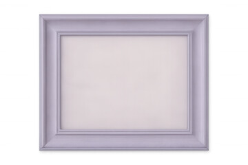 Fototapeta premium Lavender wooden frame with white passepartout, floating on transparent backdrop, presenting elegant display surface for artistic compositions