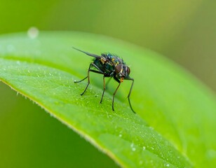 Naklejka premium Close-up of fly on leaf