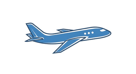 Fototapeta premium Blue airplane flying isolated on white background