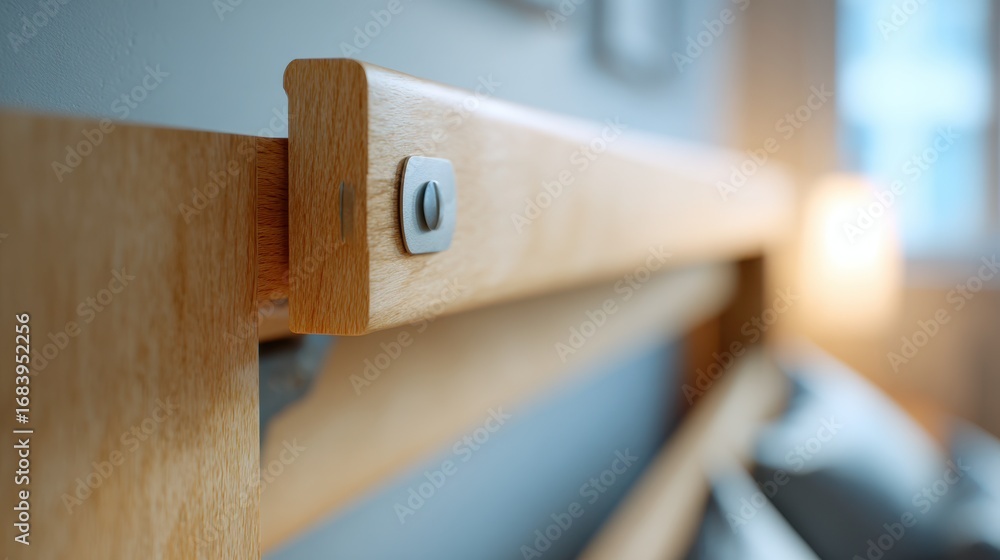 Aufkleber medium shot of a murphy bed being folded down smoothly in a minimalist room main bed frame in sharp 