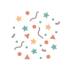Flat Illustration of Colorful Confetti