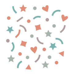 Flat Illustration of Colorful Confetti