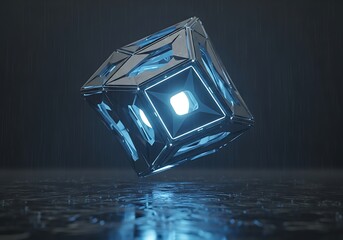 Glowing Futuristic Cube.