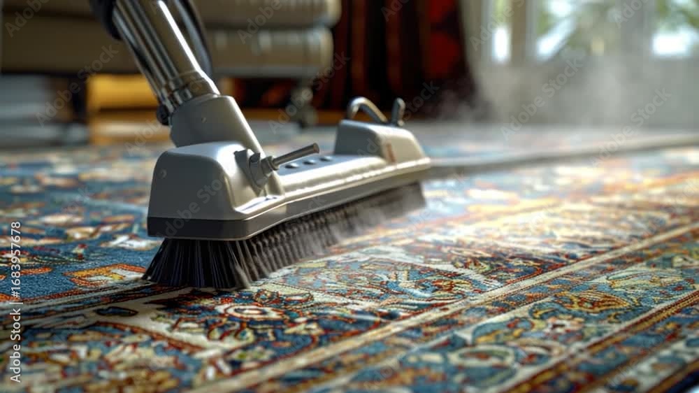 Poster a detailed view of a broom resting on a rug, perfect for adding texture and interest to your designs