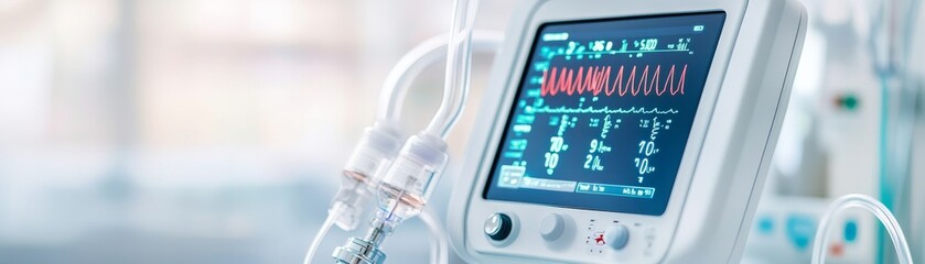 Modern Hospital Monitor Displaying Vital Signs and Medical Equipment, healthcare , medical